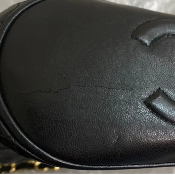 CHANEL CC MATELASSE Fringe Chain Shoulder Bag Leather Black Vintage - Picture 10 of 12